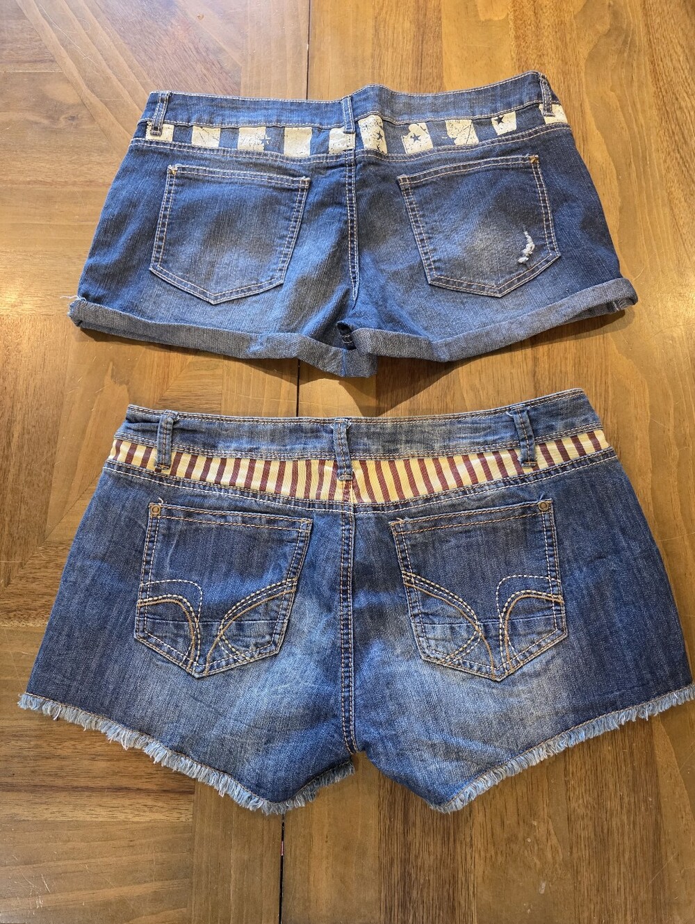 American Flag Jean Shorts Sz 15 America Flag Stars Stripes Patriotic USA Set 2 - Picture 12 of 13
